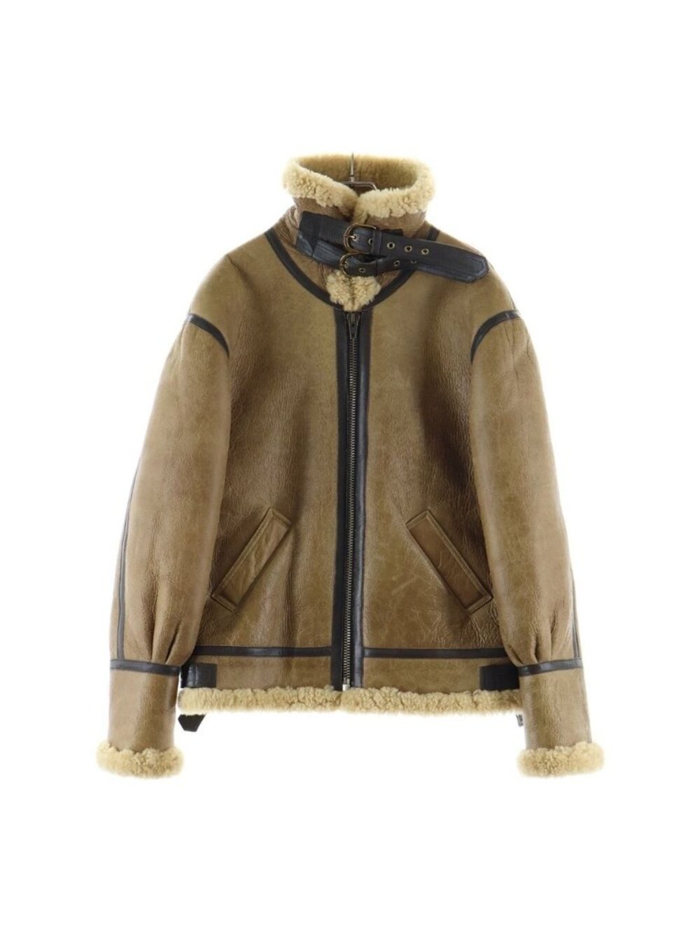 Celine Lambskin Shearling Leather Jacket Brown